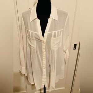 Joie Semi-Sheer Blouse with Adjustable Roll-Up Sleeves NWOT